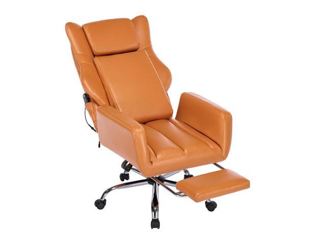 DYHOME Orange Leather Office Chair with Massage and Footrest, Heavy Duty Task Desk Chairs,Swivel Ergonomic Computer Gaming Chairs with Lumbar...