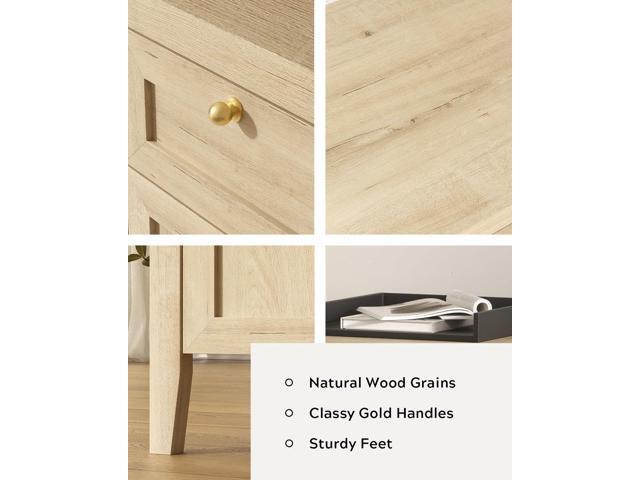 52' Executive Desk with Storage Drawer, Farmhouse Home Office Desk with Storage Cabinet Wood Computer Writing Desk for Study Office, Light Oak