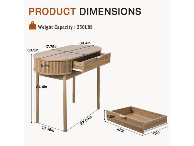 Oval Wood Desk with Drawer,39.37 Inch Small Study Work Writing Desk Computer Gaming Table,Student PC Storage MDF Desk for Home Office Bedroom...