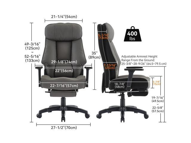 DJ·Wang Big and Tall Office Chair 400lbs with Foot Rest, High Back Executive Office Chair with Extra-Thick Spring Cushion, Ergonomic PU Leather...