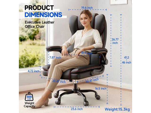 naspaluro Ergonomic Office Chair, Executive PU Leather Chair, Computer Desk Chair with Adjustable Lumbar Support Flip-up Arms, Executive Task...