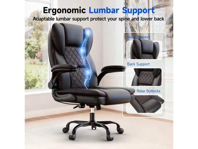 naspaluro Ergonomic Office Chair, Executive PU Leather Chair, Computer Desk Chair with Adjustable Lumbar Support Flip-up Arms, Executive Task...