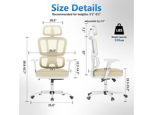 Office Chair Ergonomic Desk Chair with Lumbar Support and Headrest, Thick Cushion Mesh Computer Chair with Armrest and Tilt Lock, High Back Home...