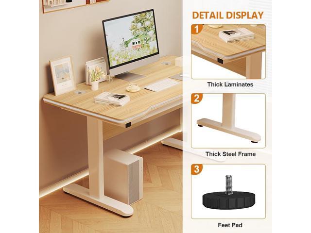 Gaming Desk Computer Writing Table for Home Office Student Art Modern Simple Style with T-Shaped Metal Bracket PC Wood Suitable for Offices & Bedrooms