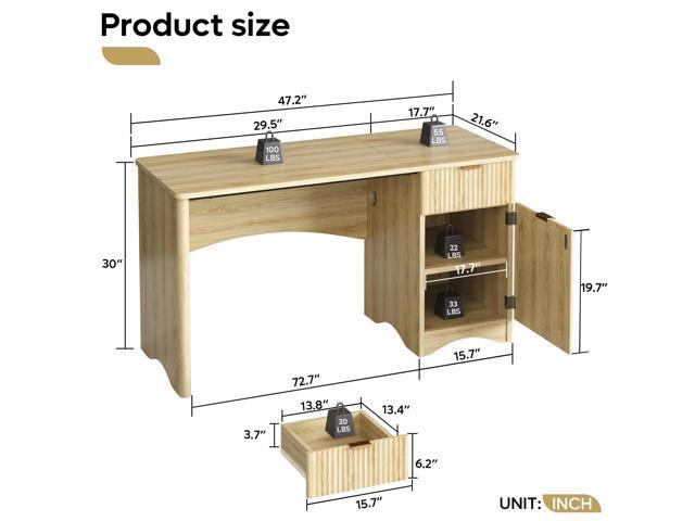 Bestier 47 inch Computer Desk with Drawer, Office Desk with File Cabinet, Modern Executive Desk Adjustable Shelves for Home Office Bedroom Study,...