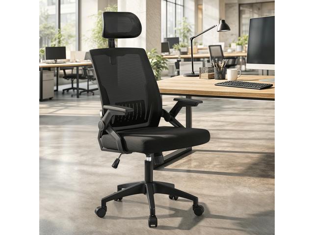 Ergonomic Office Chair, High Back Home Desk Chair & Thickness Seat, Flip-Up Armrest, 135° Reclining Tilt Lock, Mesh Back Office Chairs for Man Woman