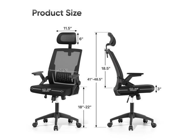 Ergonomic Office Chair, High Back Home Desk Chair & Thickness Seat, Flip-Up Armrest, 135° Reclining Tilt Lock, Mesh Back Office Chairs for Man Woman