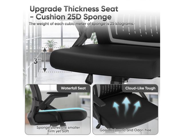 Ergonomic Office Chair, High Back Home Desk Chair & Thickness Seat, Flip-Up Armrest, 135° Reclining Tilt Lock, Mesh Back Office Chairs for Man Woman