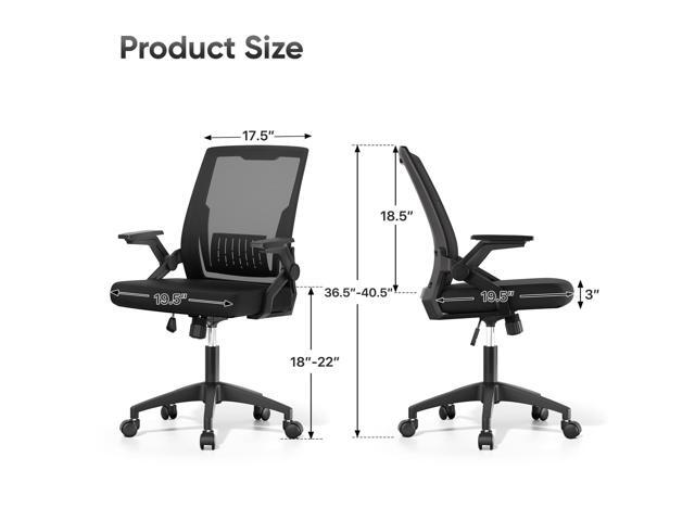 Ergonomic Office Chair, Home Desk Chair with Flip-Up & Adjustable Armrest, 135° Reclining Tilt Lock, Thickness Cushion Mesh Back Office Chairs for...