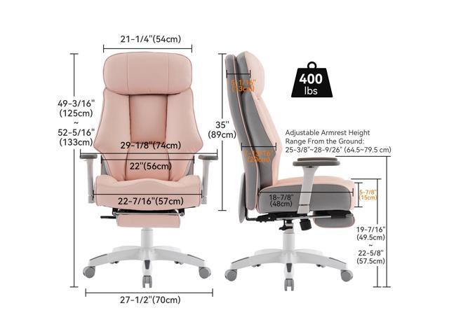 DJ·Wang Big and Tall Office Chair 400lbs with Foot Rest, High Back Executive Office Chair with Extra-Thick Spring Cushion, Ergonomic PU Leather...