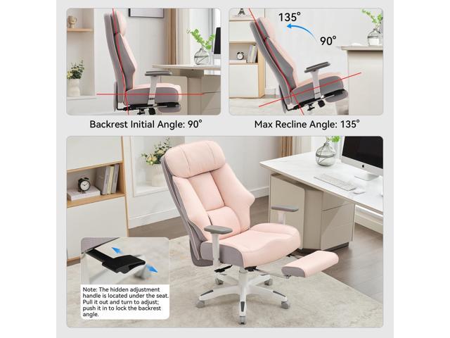 DJ·Wang Big and Tall Office Chair 400lbs with Foot Rest, High Back Executive Office Chair with Extra-Thick Spring Cushion, Ergonomic PU Leather...