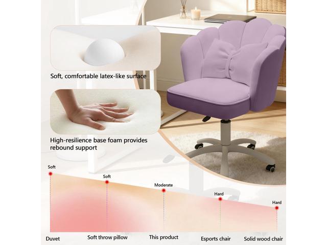 Home Office Desk Chair Swivel Rolling Vanity Chair with Silent Wheels and Comfortable Back, Adjustable Height Upholstered Computer Task Chair for...