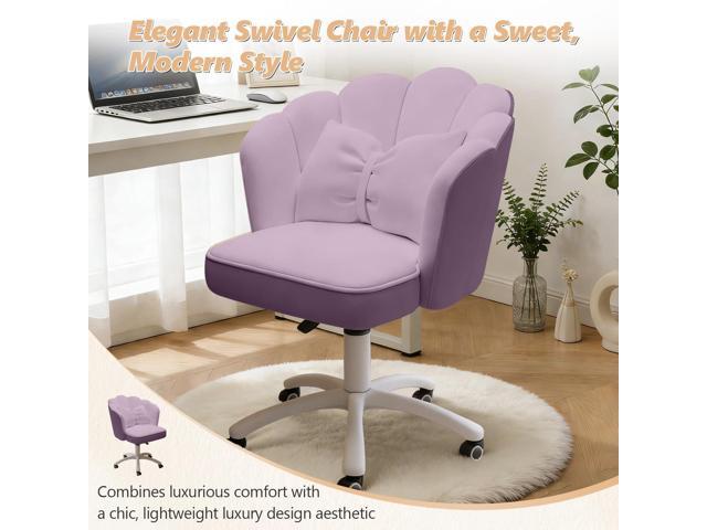 Home Office Desk Chair Swivel Rolling Vanity Chair with Silent Wheels and Comfortable Back, Adjustable Height Upholstered Computer Task Chair for...