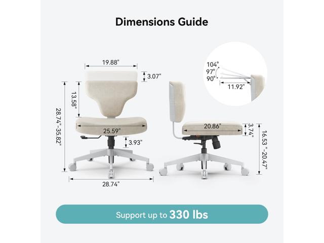 Newtral Criss Cross Legged Office Chair with Hidden Tray, Wide Seat Ergonomic Chair for Home Office, Meditation, Makeup Vanity & Gaming,...