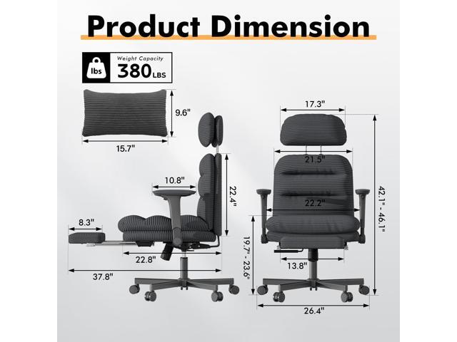 Criss Cross Chair with Flip-up Arms, Executive Office Chair with Foot Rest, Swivel Cross Legged Office Chair with Lumbar Pillow & Headrest, Corduroy...