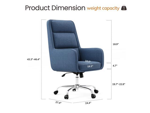 COLAMY Cocoon Modern High Back Home Desk Chair, Upholstered Office Chair with Wheels, Vanity Chair with Head and Lumbar Support, Armrest (Blue)