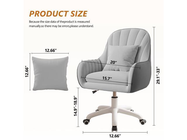 Cute Home Office Chair Velvet Upholstered Desk Chairs with Mid Back Swivel Adjustable Makeup Vanity Computer Chair with Wheels