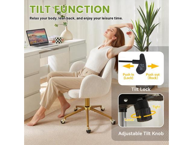 Home Office Desk Chair with Petal Backrest,Armrests Chair with Lumbar Support Adjustable Height Rolling Swivel,Desk Chair with Wheels for Living...