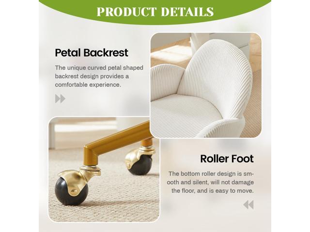 Home Office Desk Chair with Petal Backrest,Armrests Chair with Lumbar Support Adjustable Height Rolling Swivel,Desk Chair with Wheels for Living...