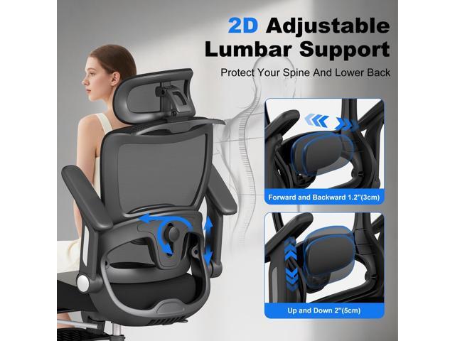 Ergonomic Office Chair with Footrest, High-Back Home Desk Chair with Adjustable Lumbar Support, Headrest, Flip-Up Arms, 90-135° Tilt Lock, and Wide...
