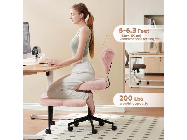 Nost & Host Cross Legged Office Chair with Wheels, 4INCH ADHD Chair for Adults, Meditation Chair, Height Adjustable Seat, Yoga Chair, Teddy Fabric,...