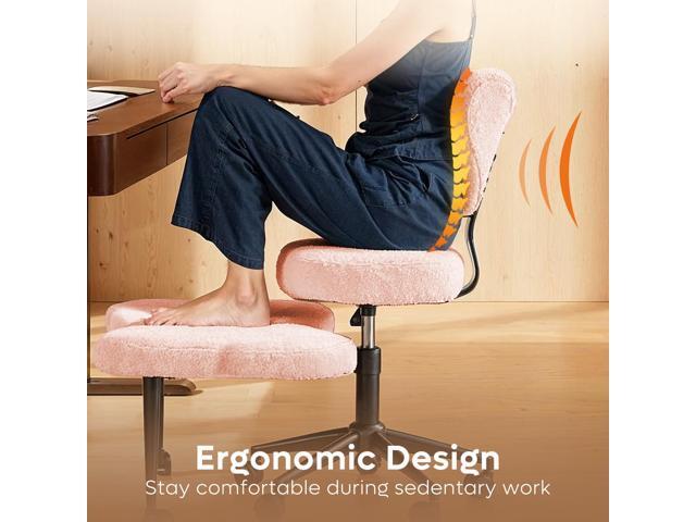 Nost & Host Cross Legged Office Chair with Wheels, 4INCH ADHD Chair for Adults, Meditation Chair, Height Adjustable Seat, Yoga Chair, Teddy Fabric,...