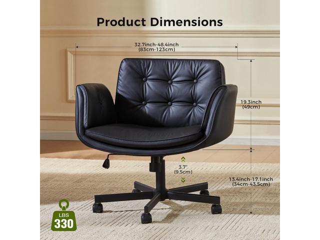 Criss Cross Chair with Armrests & Wheels, PU Leather ADHD Home Office Desk Chair, Comfortable Lounge Chair for Home, Make Up, Bed Room, 5-Gear...