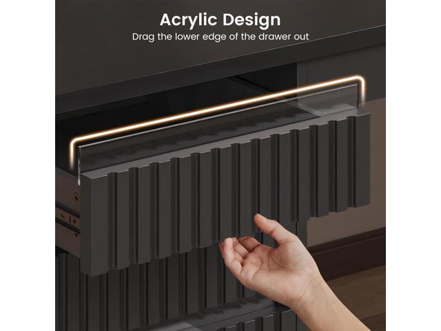 SEDETA 55.1' Fluted Office Desk with 6 Drawers, Modern Executive Desk with Acrylic File Drawers, Computer Desk with Power outlets for Home Office...