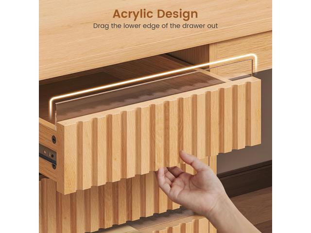 SEDETA 55.1' Fluted Office Desk with 6 Drawers, Modern Executive Desk with Acrylic File Drawers, Computer Desk with Power outlets for Home Office...
