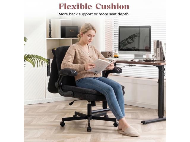 IPKIG Criss Cross Chair with Wheels & Flip-Up Arms, 25' Seat Cross Legged Office Chair with Flip-Up Back, Ergonomic Computer Desk Chair, Adjustable...