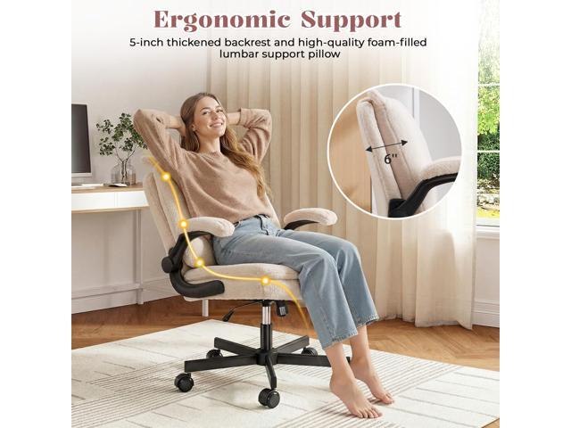 IPKIG Criss Cross Chair with Wheels & Flip-Up Arms, 25' Seat Cross Legged Office Chair with Flip-Up Back, Ergonomic Computer Desk Chair, Adjustable...