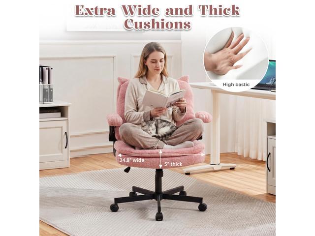 IPKIG Criss Cross Chair with Wheels & Flip-Up Arms, 25' Seat Cross Legged Office Chair with Flip-Up Back, Ergonomic Computer Desk Chair, Adjustable...