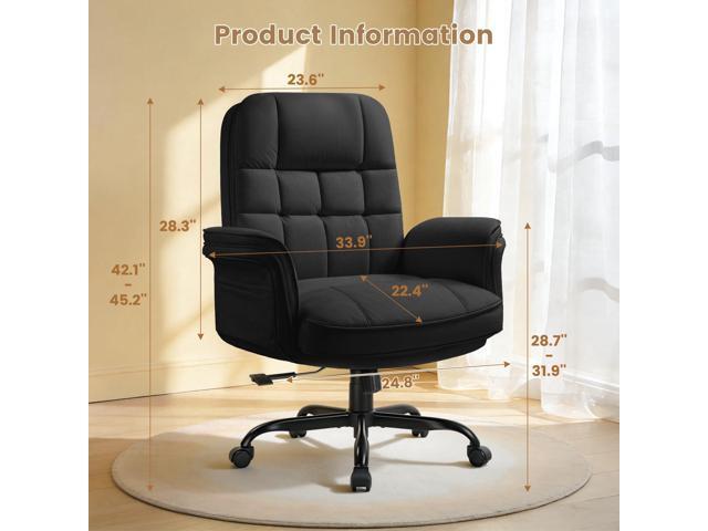 LEMBERI Big and Tall Office Chair, Flip Armrests for Cross Legged Sitting, Fabric Wide Vanity Chair, Height Adjustable Computer Chair, High Back...