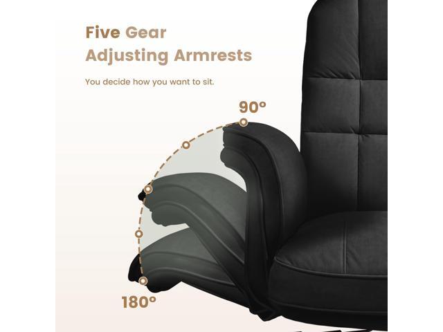 LEMBERI Big and Tall Office Chair, Flip Armrests for Cross Legged Sitting, Fabric Wide Vanity Chair, Height Adjustable Computer Chair, High Back...