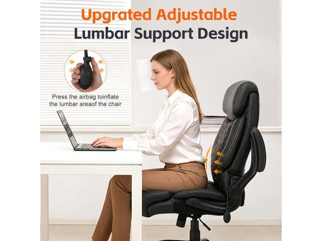 500LBS Big and Tall Office Chair, Heavy Duty Executive Chair with Adjustable Lumbar Support, Ergonomic High Back Desk Chair with Extra Wide Seat,...