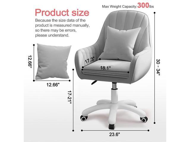 Velvet Desk Chair with Pillow Upholstered Vanity Chair for Girls Women, Home Office Computer Task Chair with Wheels Swivel Rolling Accent Chair for...