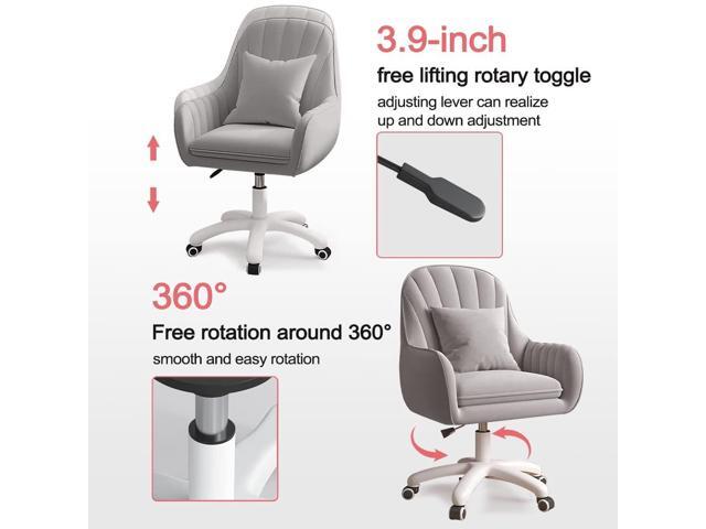 Velvet Desk Chair with Pillow Upholstered Vanity Chair for Girls Women, Home Office Computer Task Chair with Wheels Swivel Rolling Accent Chair for...