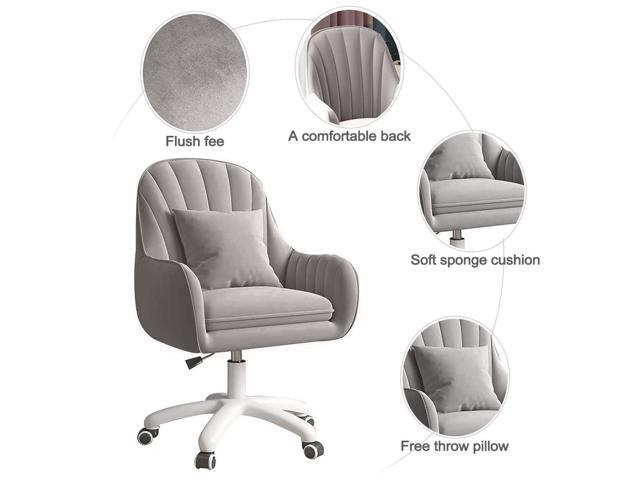 Velvet Desk Chair with Pillow Upholstered Vanity Chair for Girls Women, Home Office Computer Task Chair with Wheels Swivel Rolling Accent Chair for...