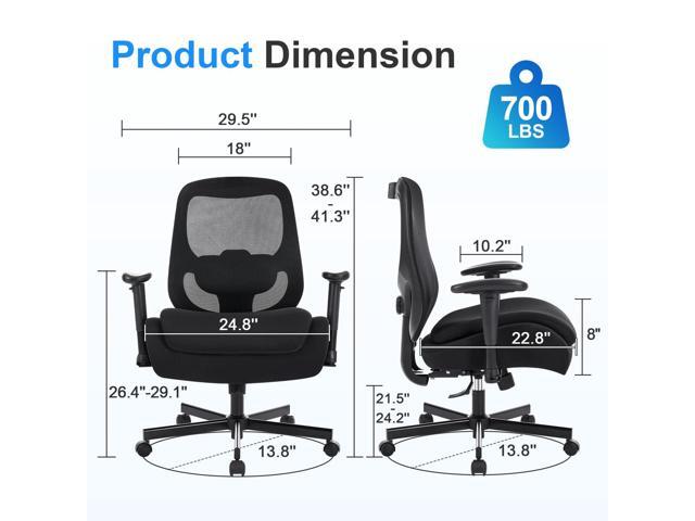BOSMILLER Big and Tall Office Chair with Wide Thick Seat Cushion for Heavy People,700lbs Ergonomic Mesh Desk Chair with Adjustable Lumbar Support...