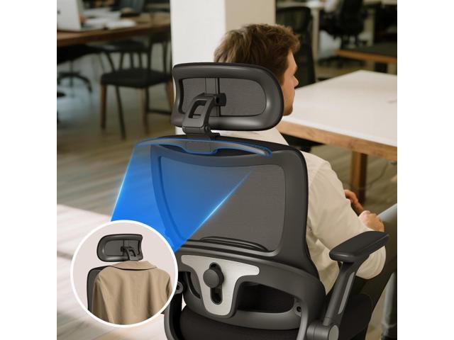 Ergonomic Office Chair, High Back Home Desk Chair with Flip-Up Arms, Headrest, Adjustable Lumbar Support, 90-135° Tilt Lock, Wide Big and Tall Mesh...