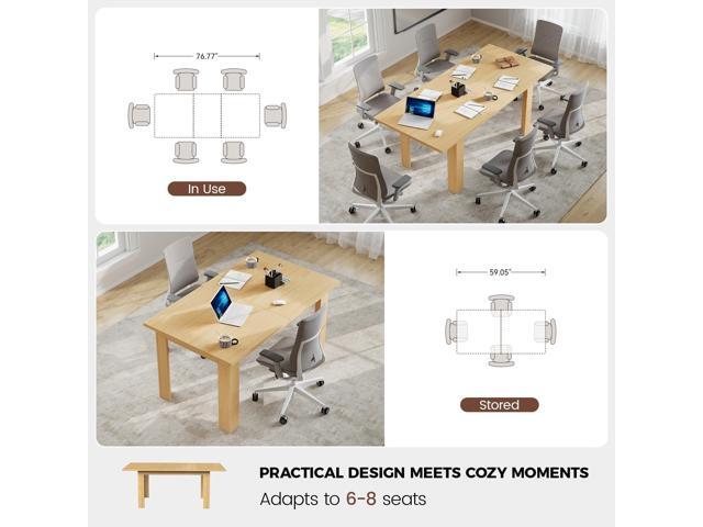 Miereirl Executive Extendable Home Office Desk, 5977 Inch Modern Computer Writing Desk with Pull-Out Extension, Large Workstation for Study &...
