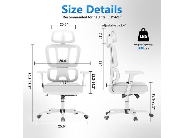 Office Chair Ergonomic Desk Chair with Lumbar Support and Headrest, Thick Cushion Mesh Computer Chair with Armrest and Tilt Lock, High Back Home...