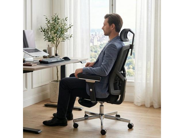 550lbs Big and Tall Office Chair with Wider W-Shaped Thick Seat Cushion, Ergonomic Computer Mesh Desk Chairs for Heavy People, Computer Chair,...