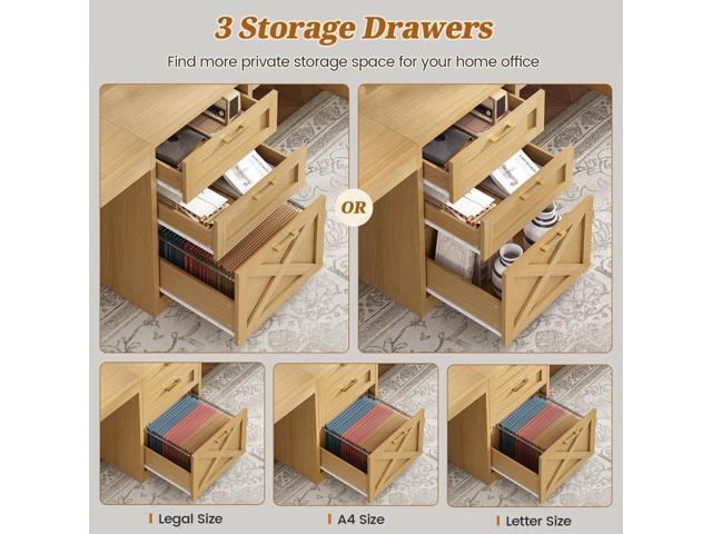 SEDETA Farmhouse 96.5' Computer Desk with Drawers, 2 Person Home Office Desk, Gaming Double Desk with Storage Shelves, Long Two Person Writing...