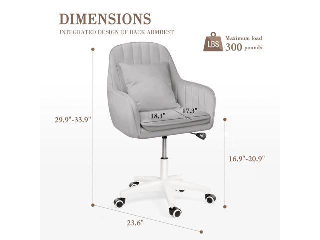 Mid Back Velvet Vanity Chair Swivel Rolling Desk Chair with Wheels, Modern Upholstered Makeup Chair for Women Girls, Computer Task Chair for...