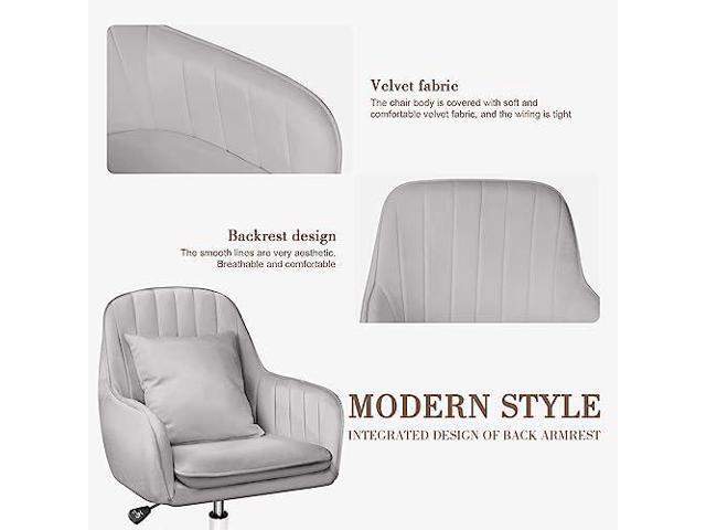 Mid Back Velvet Vanity Chair Swivel Rolling Desk Chair with Wheels, Modern Upholstered Makeup Chair for Women Girls, Computer Task Chair for...