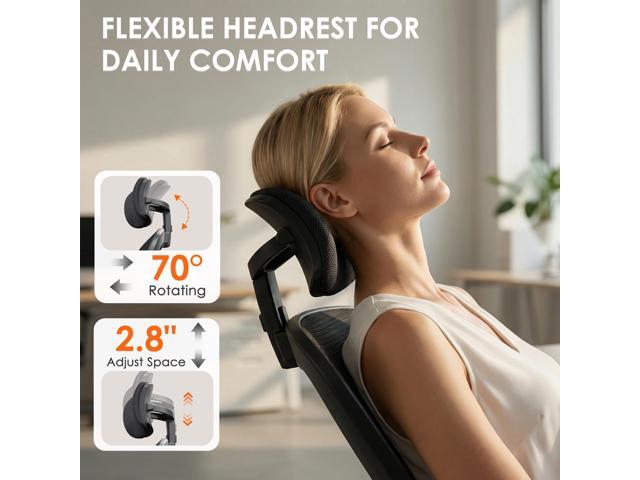 Ergonomic Office Chair, 300lbs High Back Breathable Mesh Desk Chair with Lumbar Support, Flip-Up Arms & Adjustable Headrest,360° Swivel Rolling...