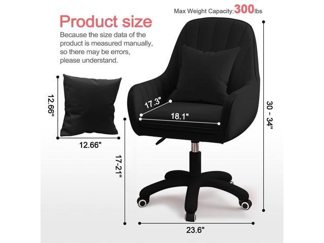 Velvet Desk Chair with Pillow Upholstered Vanity Chair for Girls Women, Home Office Computer Task Chair with Wheels Swivel Rolling Accent Chair for...