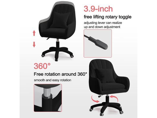 Velvet Desk Chair with Pillow Upholstered Vanity Chair for Girls Women, Home Office Computer Task Chair with Wheels Swivel Rolling Accent Chair for...