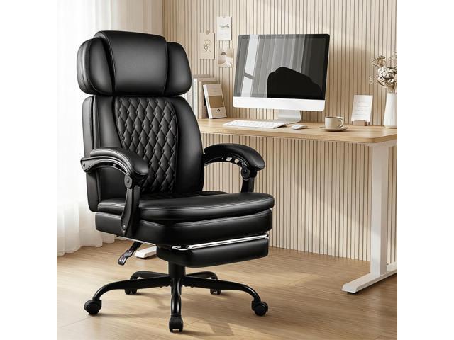TAVATA Big and Tall Office Chair 400lbs, Executive Office Chair with Footrest, Adjustable Headrest, High Back Ergonomic Desk Chair PU Leather...